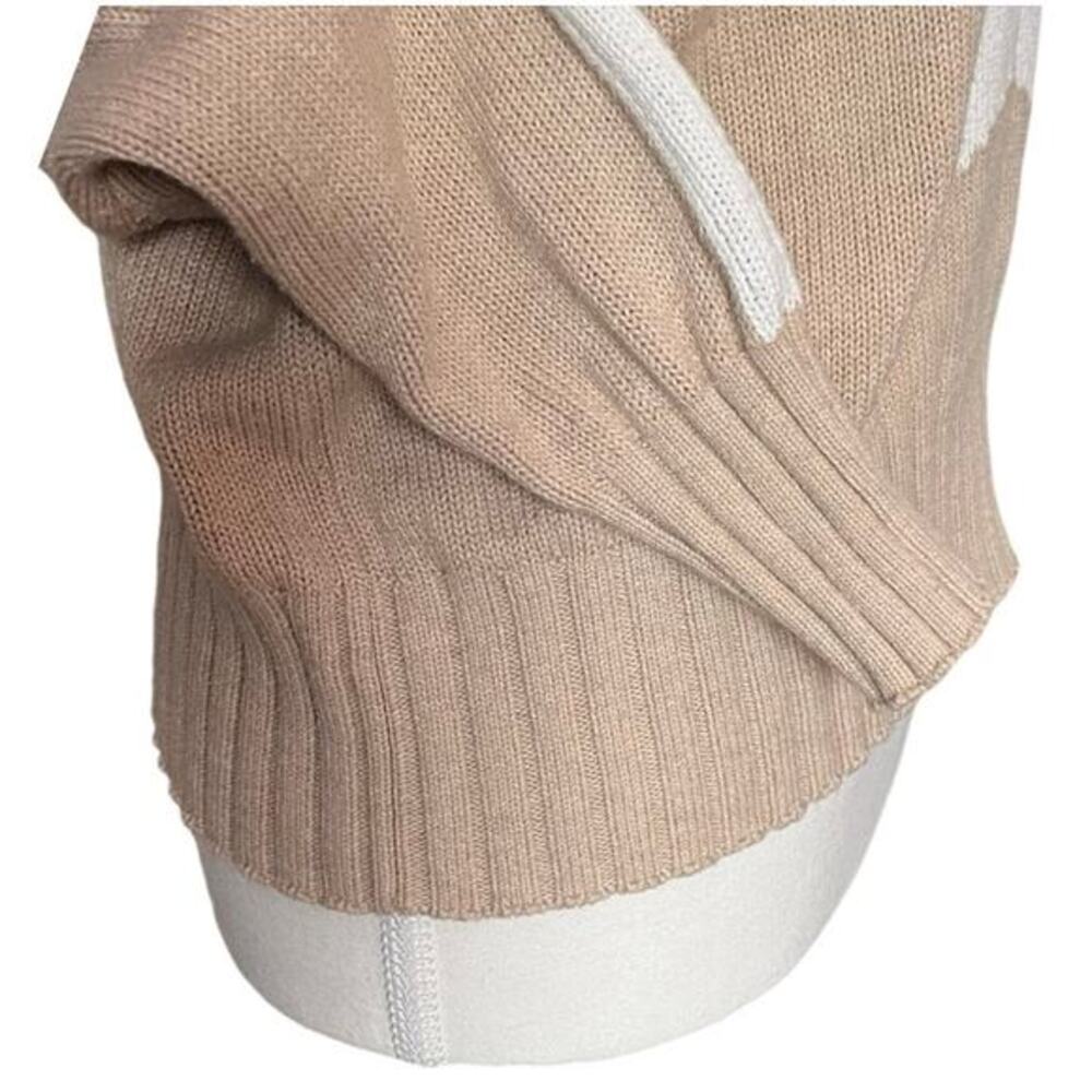 MINNIE ROSE Womens XS Star Sweater Tan Beige Cream Cotton Cashmere Crew Pullover - Picture 5 of 9